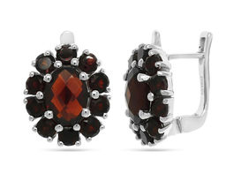 Серьги из серебра гранат, Солнышко