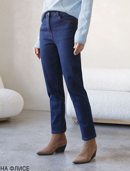 Джинсы mom-fit из эластичного денима на флисе