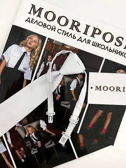 Белый школьный галстук MOORIPOSH, модель 1211  фото 5