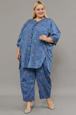 Костюм женский с брюками больших размеров (К-01 клякса)
