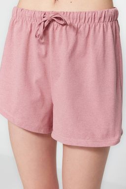 Trendyolmilla Pembe %100 Pamuklu Slogan Bask?l? Sortlu Orme Pijama Tak?m? THMSS23PT00173