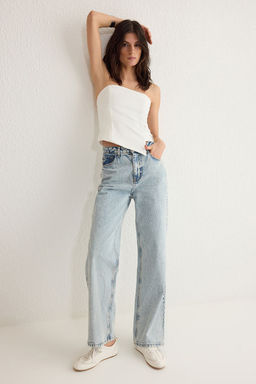 Ac?k Mavi Yuksek Bel Wide Leg Jeans TWOSS25JE00181 - Trendyolmilla фото 2