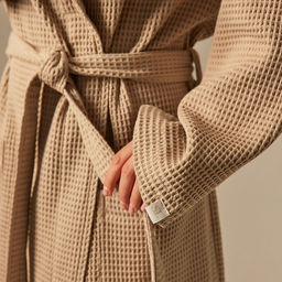 Халат вафельный женский SL HOME: Basic «Саббиа», размер M, хлопок 100%, коричневый