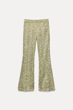 SEQUINNED FLARED TROUSERS - Zara фото 3