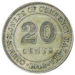 20 центов 1943 года Малайя