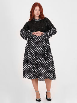 Платье больших размеров в горох - Almond фото 3