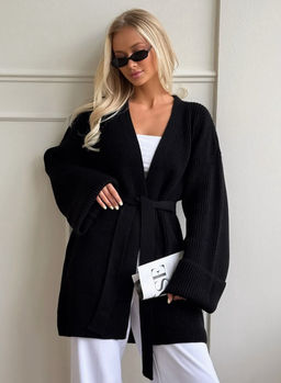 K13042 Кардиган OVER SIZE ЧЕРНЫЙ