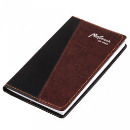 Ежедневник недатированный 9,7х17,3см, 96 листов в линейку, сшитый внутренний блок, обложка иск/кожа съемная, цвет черно-коричневый, матовый (Китай)