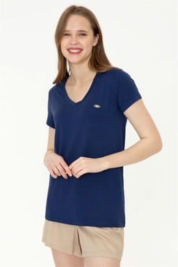 Женская темно-синяя футболка с V-образным вырезом Basic - U.s. polo assn фото 7