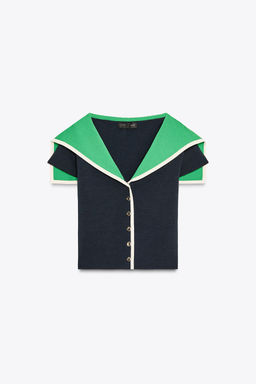 COMBINED LAPEL KNIT TOP - Zara фото 4