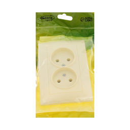 Розетка Luazon Lighting «Антей», 10 А, скрытая, IP20, двухместная, без заземления, бежевая