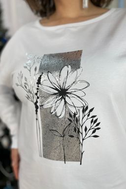 Свитшот Rumoda 2054/1 белый/принт серебро  фото 5