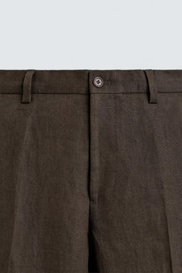 PANTAL?N TRAJE 100% LINO / Marr?n oscuro - Zara фото 7