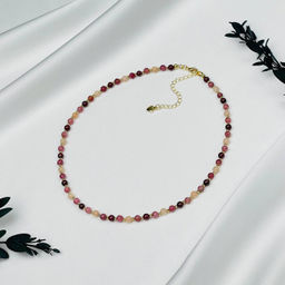 Чокер для "Водолея" из Лунного камня, Граната и Турмалина 37 см +