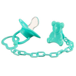 Пустышка классическая, с колпачком и держателем, в контейнере, от 0 мес., цвет бирюзовый