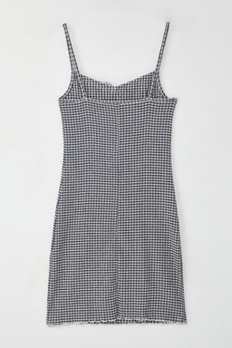 Siyah Ekose / Kareli Baglama Detayl? Mini Fitted/Vucuda Esnek Orme Elbise TWOSS25EL00389 - Trendyolmilla фото 6