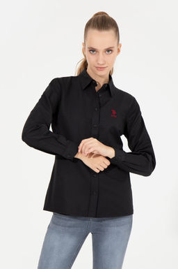 Женская черная рубашка с длинным рукавом Basic - U.s. polo assn фото 7