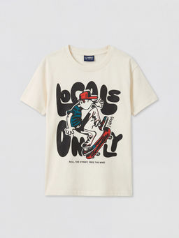 Bisiklet Yaka Bask?l? Erkek ?ocuk Ti??rt