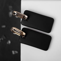 Серьги металл Прямоугольник плита, цвет золотисто-чёрный