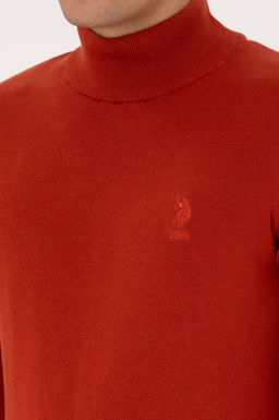 Erkek Slim Fit Yar_m Bal_k__ Yaka Kiremit Basic Kazak - U.s. polo assn фото 7