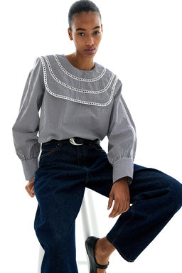 Blusa de algodon con ribetes de encaje - H&m фото 2