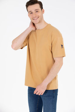 Erkek Camel Oversize Bisiklet Yaka Ti__rt