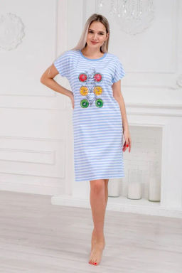 Сорочка женская со спущенным плечом Fruits&bikes голубой - Амадэль фото 2