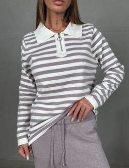 K13195 Костюм тройка: джемпер, брюки, шапка БЕЖЕВЫЙ