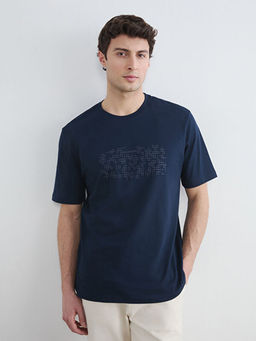 Bisiklet Yaka Bask?l? Penye Erkek Ti??rt