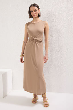 Vizon Duz Buzgu / Drape Maxi More Sustainable Modal Burgu Detayl? Esnek Orme Elbise TWOSS25EL00385 - Trendyolmilla фото 5