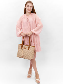 LACCOMA сумка A567-мишки бежевый эко кожа хлопок  фото 4