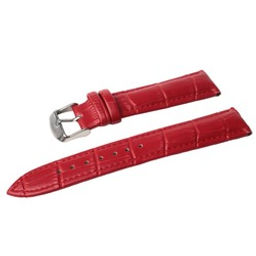Ремешок для часов натуральная кожа удлиненный красный 16 мм C1XL-16red