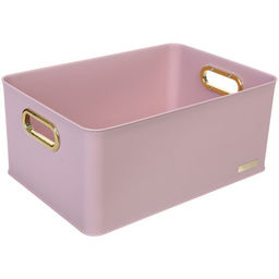 Корзина - органайзер для хранения с крышкой "ОКСФОРД", цвет нежно-розовый, 35,8*24,8*16см (лейбл Селфи)