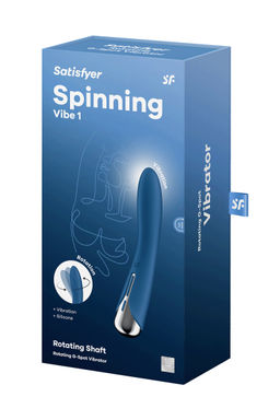Вибратор для точки G с ротацией Satisfyer Spinning Vibe 1, силикон, синий, 17,8 см