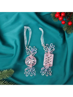 Цена за 2 шт. Ёлочные игрушки 2 шт. Зимнее волшебство. Ажурные конфеты, 9.53.5 см, сиреневый перелив фото 6