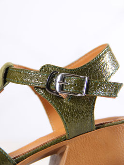 Босоножки 5038.23663bе.Зеленый наплак+оливковая замша