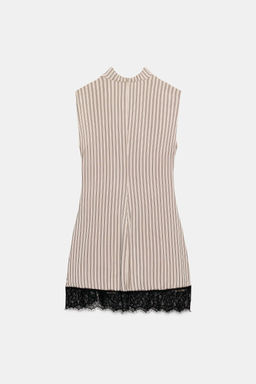 VESTIDO MINI RAYAS ENCAJE / Rosa - Zara фото 9