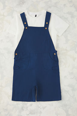 Lacivert 3lu K?z Cocuk %100 Pamuk Basic Ask?l? Sapkal? Dokuma Salopet TKDSS25SE00001 - Trendyolmilla фото 3