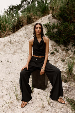 WIDE-LEG TROUSERS WITH WRAP WAIST - Zara фото 10