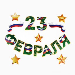 Набор для оформления 23 февраля гирлянда и плакат, 20?30 см
