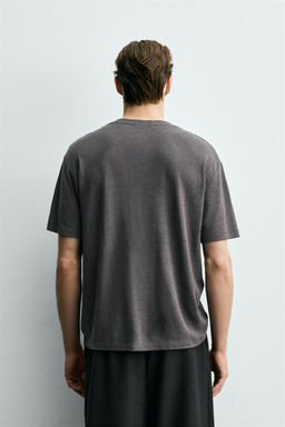 CAMISA PA?UELO ESTRUCTURA 100% LINO / Berenjena oscuro