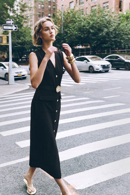 BELTED CREPE MIDI DRESS - Zara фото 2