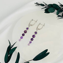 Серьги длинные из Аметиста