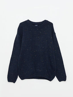 Bisiklet Yaka Uzun Kollu Kendinden Desenli Erkek ?ocuk Triko Kazak