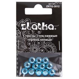 Страз клеевой "Zlatka" ZRTG-3012 SS30 цветные 6.5 мм стекло 5 x 12 шт в пакете с картонным еврослотом №08 голубой (Aquamarine)