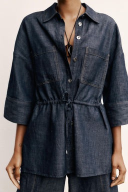 LINEN BLEND SAFARI SHIRT - Zara фото 10