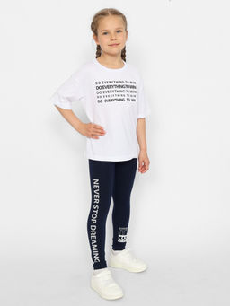 CRB wear/CWJG 70401-41 Брюки модель легинсы для девочки,темно-синий/Ex.Cherubino  фото 2
