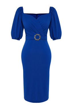 Saks Vucuda Oturan Tas Aksesuarl? Dokuma Elbise TPRSS24EL00256 - Trendyolmilla фото 6