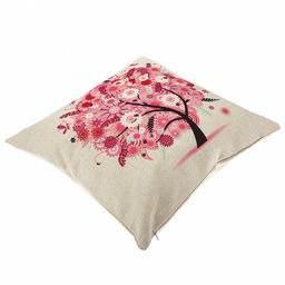 Наволочка декоративная на молнии 43х43см "Дерево любви" плотная ткань под лен, 100% полиэстер (Китай)