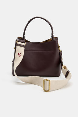 BOLSO DE MANO ASA TRENZADA / Rojo Burdeos